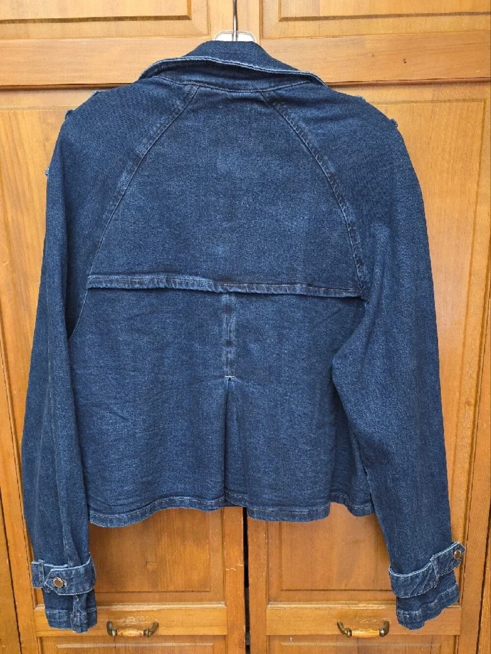 RM Rebecca Minkoff Double Breasted Cropped Denim Trench Jacket Sz LG NEW